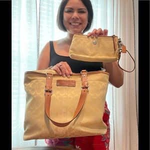 Coach Yellow Monogram C Tote and Mini